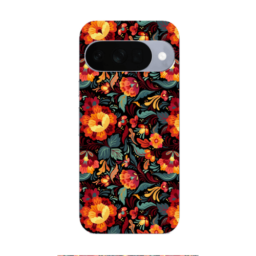 Google Pixel 10 Orange flowers Transparent Silicone TPU Θήκη